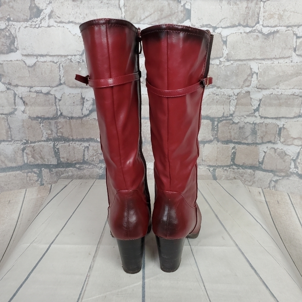 Vangelo Donna Mid Calf Heeled Dress Boot Bordo Red 37/6.5 - Picture 9 of 16